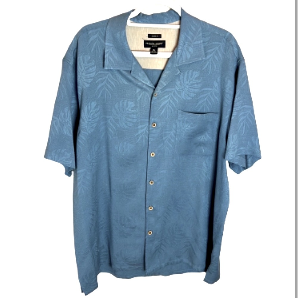 Pronto Uomo/100% Silk casual button down short sleeve men's shirt - Size XL